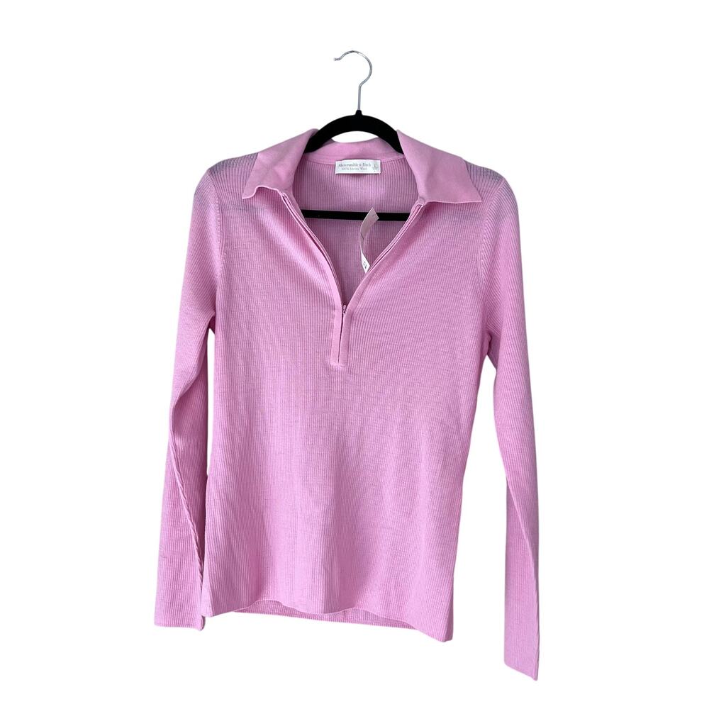 New Abercrombie & Fitch A&F Women’s 100% Merino Wool Sweater Half Zip Collared